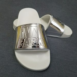NEW IVY PARK Silver Mirror Slide Sandals